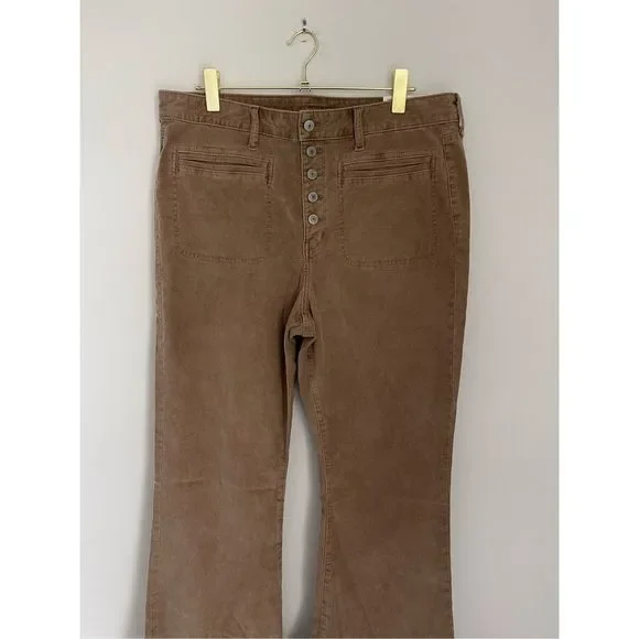 AMERICAN EAGLE Stretch Corduroy Super High-Waisted Plus Size Flare Pants Sz 18 - Picture 3 of 10